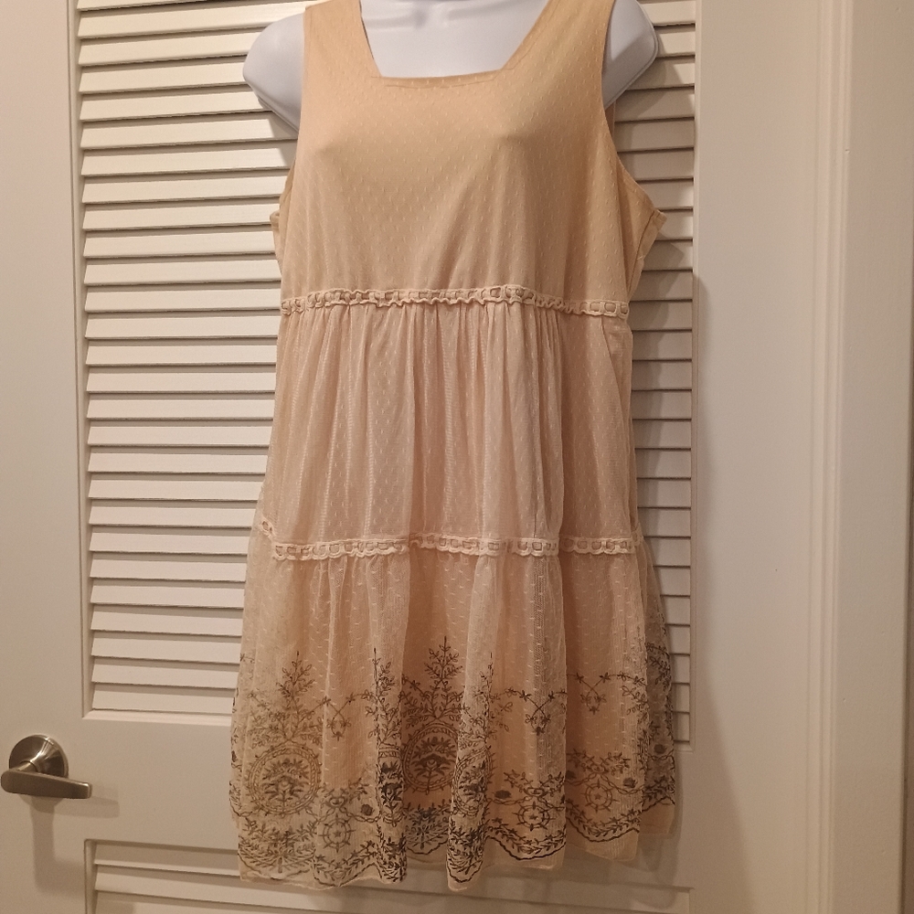 Ultra Pink Cream and Black Baby Doll Elegant Sleeveless Top Size Large